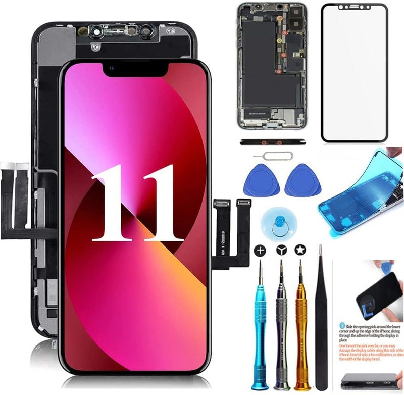 TSIOFO Screen Replacement Compatible for iPhone 11 Screen Replacement 6.1 inch LCD Display 3D Touch Digitizer Frame Assembly Full Repair Kit, with Repair Tools - Image 1